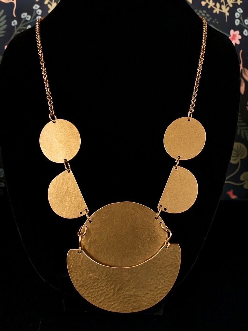 Noonday Collection Hammered Brass Geometric Disc Bib Necklace